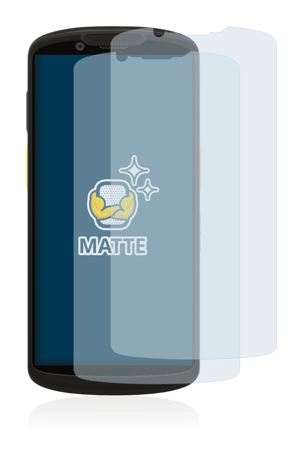 Image of the device Zebra TC58 with a wide variety of screen protectors.