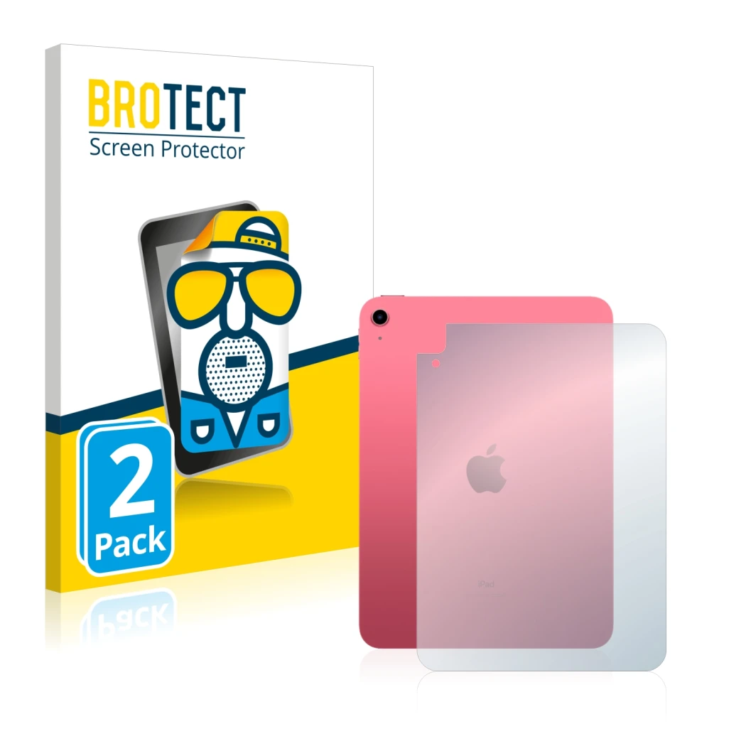Front side of a product packaging with the brand logo BROTECT. Next to it is the device Apple iPad 10.9
