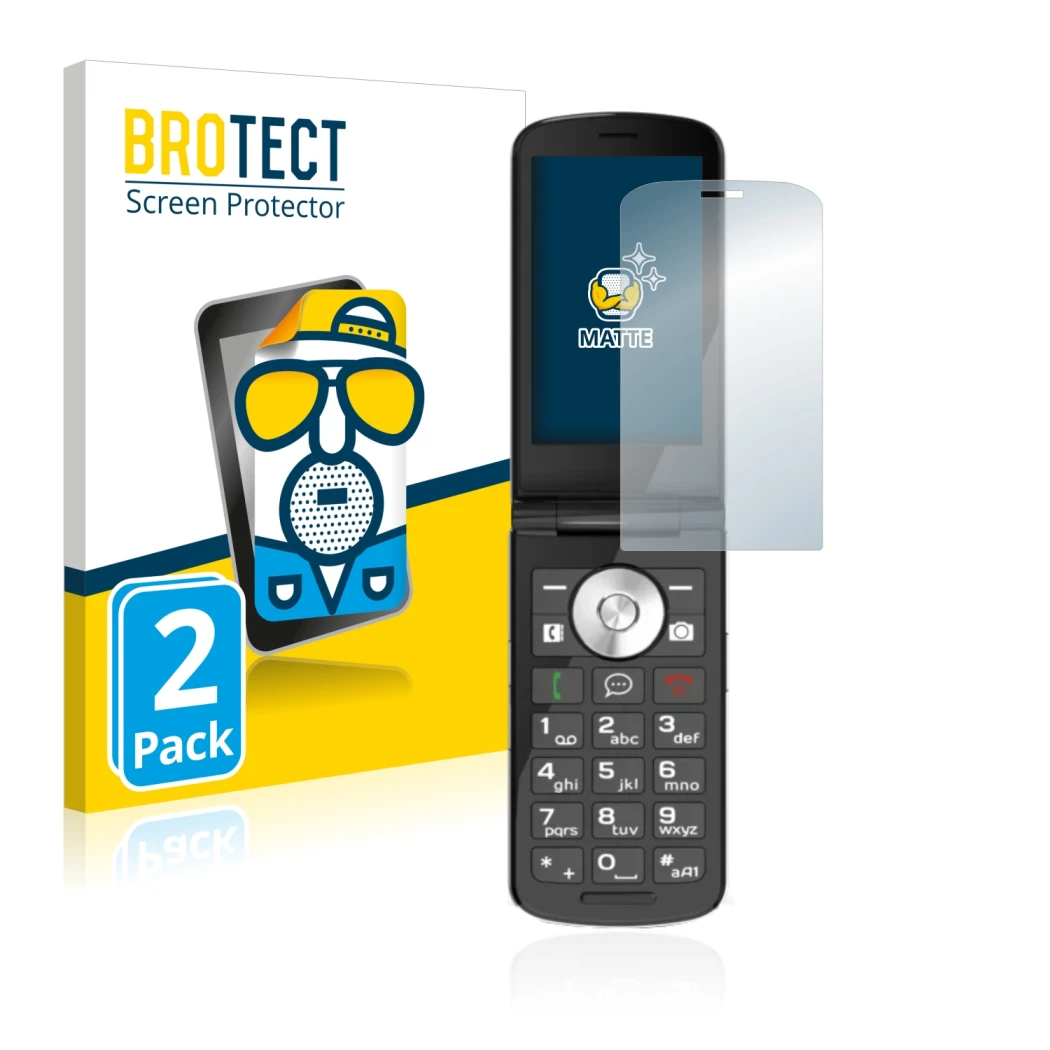 Front side of a product packaging with the brand logo BROTECT. Next to it is the device Emporia TOUCHsmart.2 shown with the co