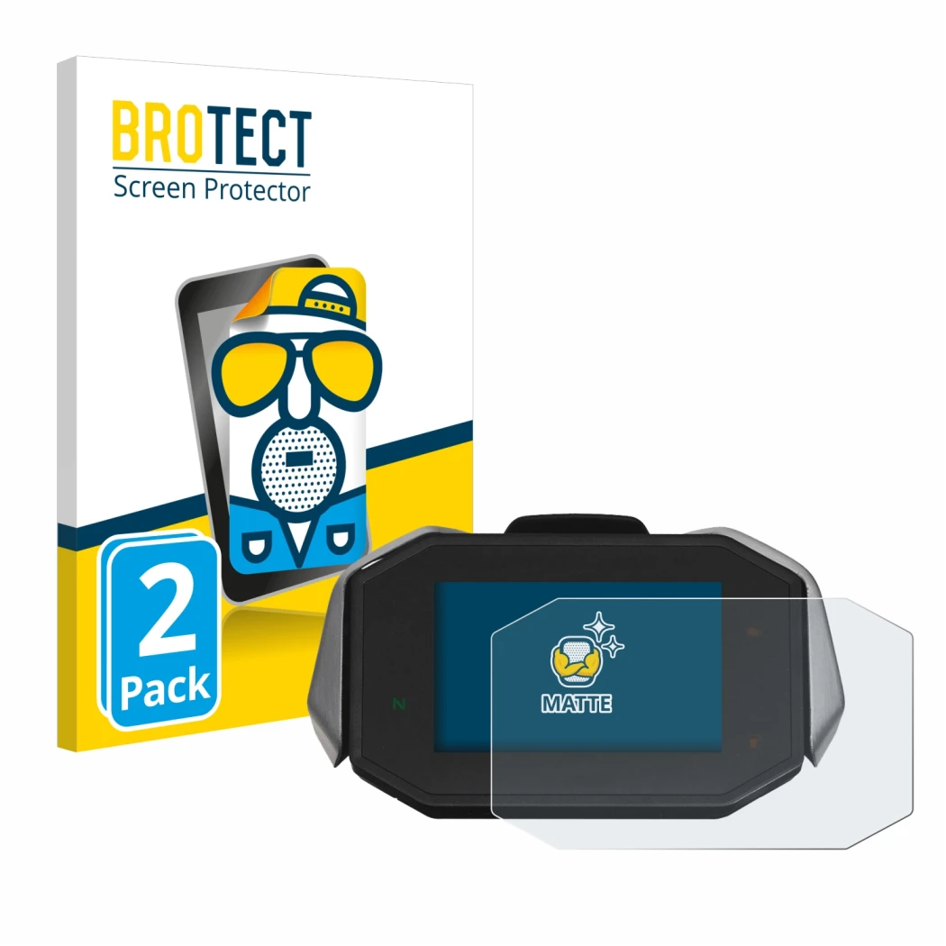Front side of a product packaging with the brand logo BROTECT. Next to it is the device MV Agusta Dragster RC TFT shown with t
