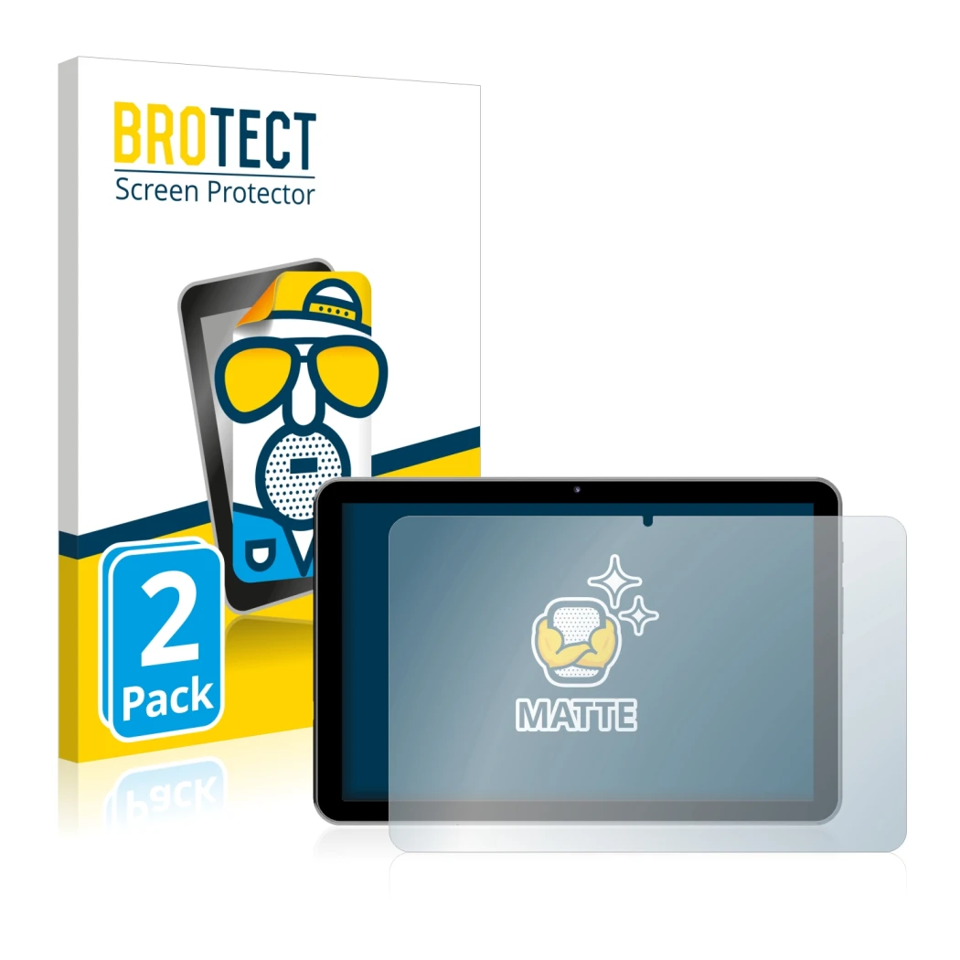 Front side of a product packaging with the brand logo BROTECT. Next to it is the device Peaq PET 1008 shown with the correspon