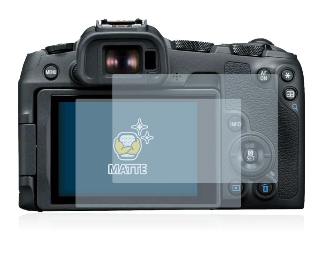 Image of the device Canon EOS R8 with a wide variety of screen protectors.