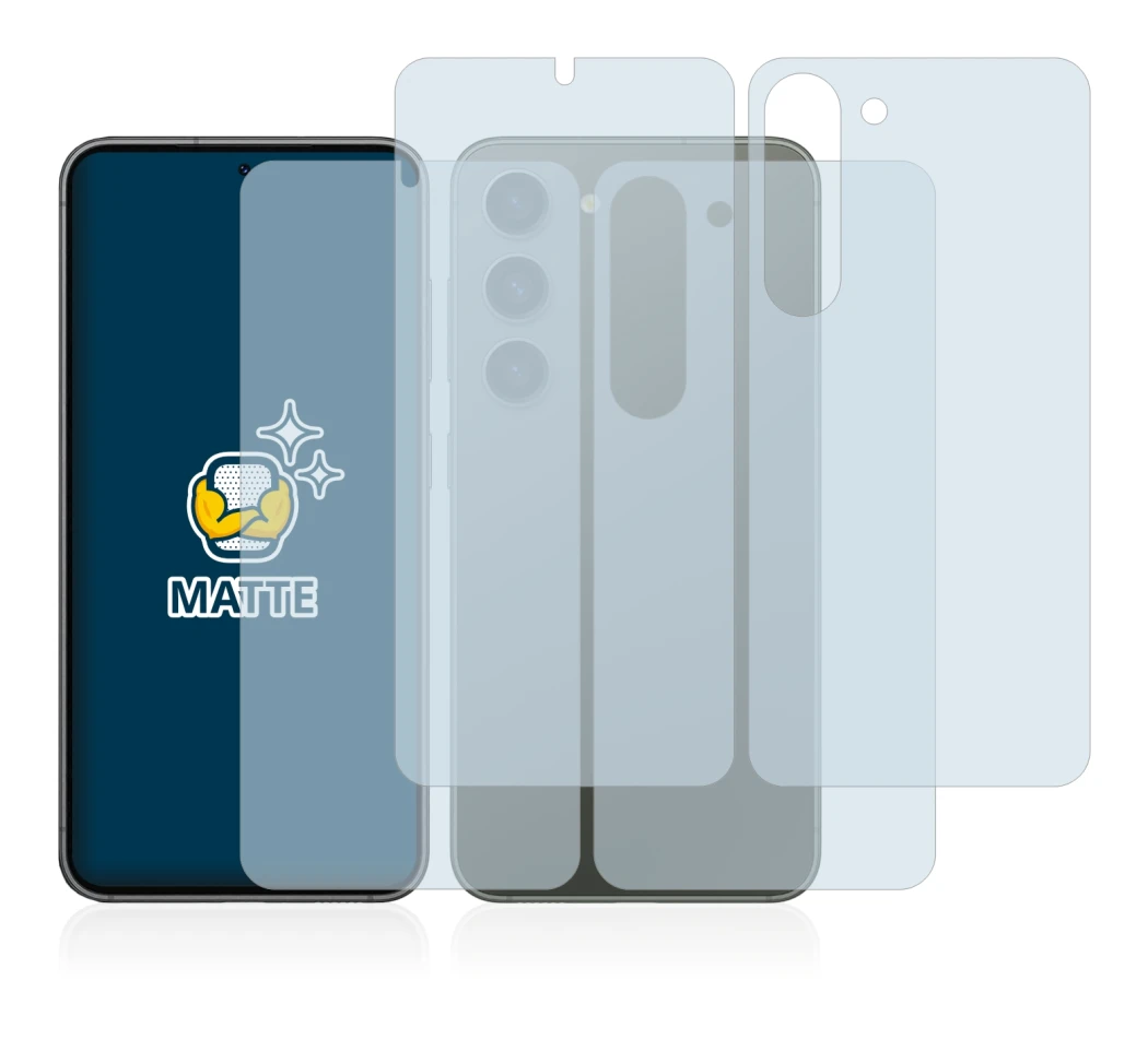 Image of the device Samsung Galaxy S23 Plus (Front+Back) with a wide variety of screen protectors.