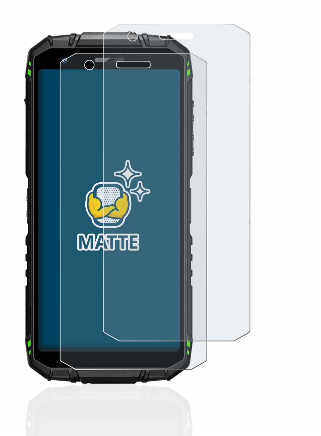 Image of the device Doogee S41 Pro with a wide variety of screen protectors.