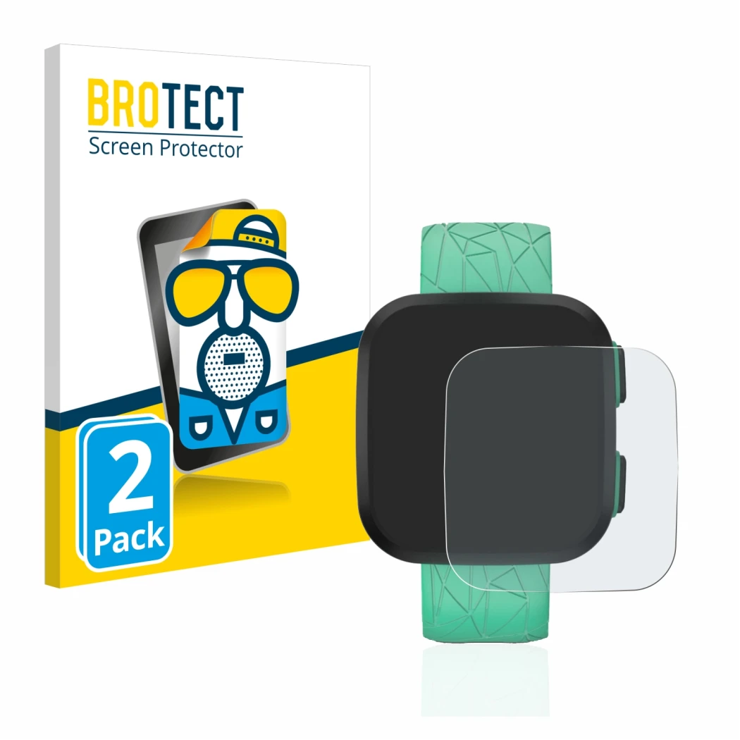 Front side of a product packaging with the brand logo BROTECT. Next to it is the device Garmin Bounce shown with the correspon