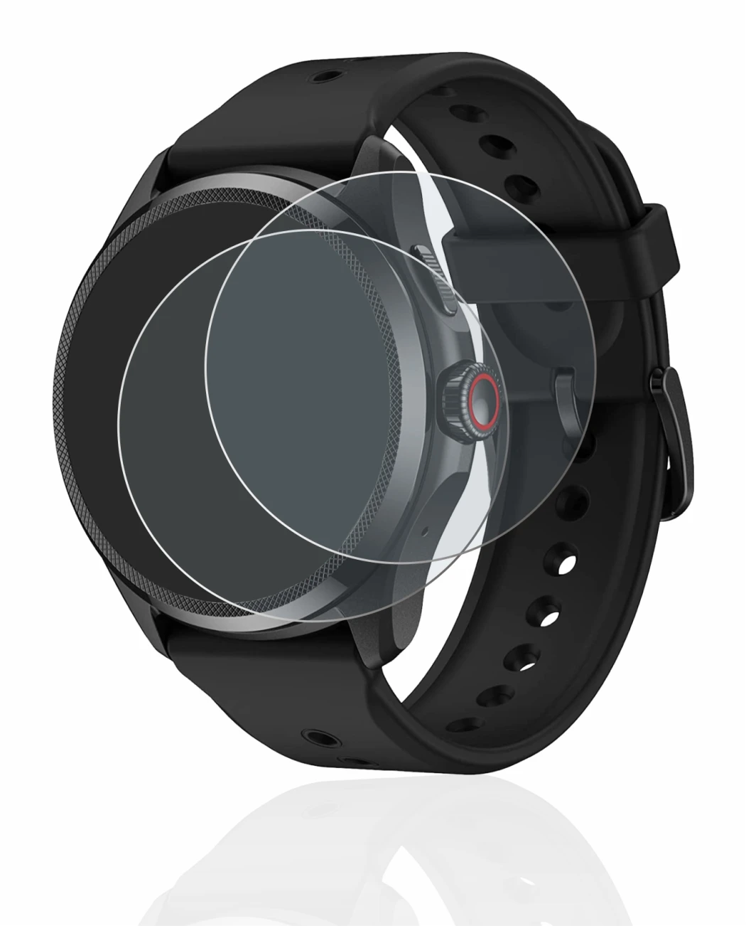 Image of the device Mobvoi TicWatch Pro 5 with a wide variety of screen protectors.