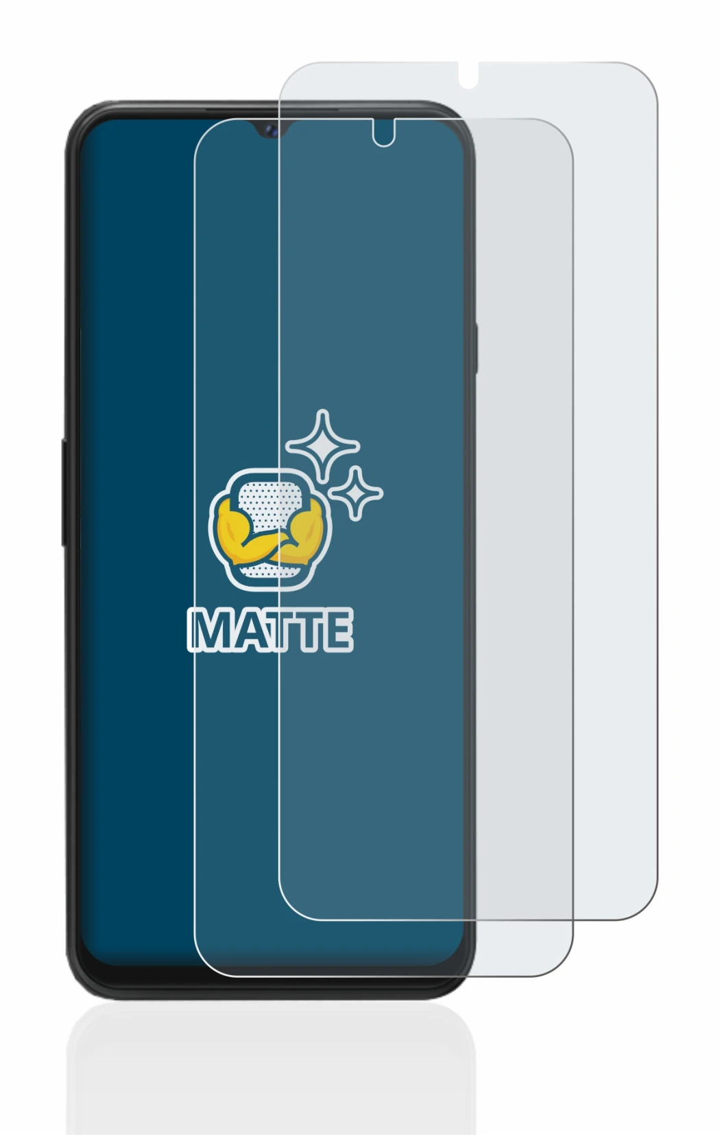 Image of the device Cubot P80 with a wide variety of screen protectors.