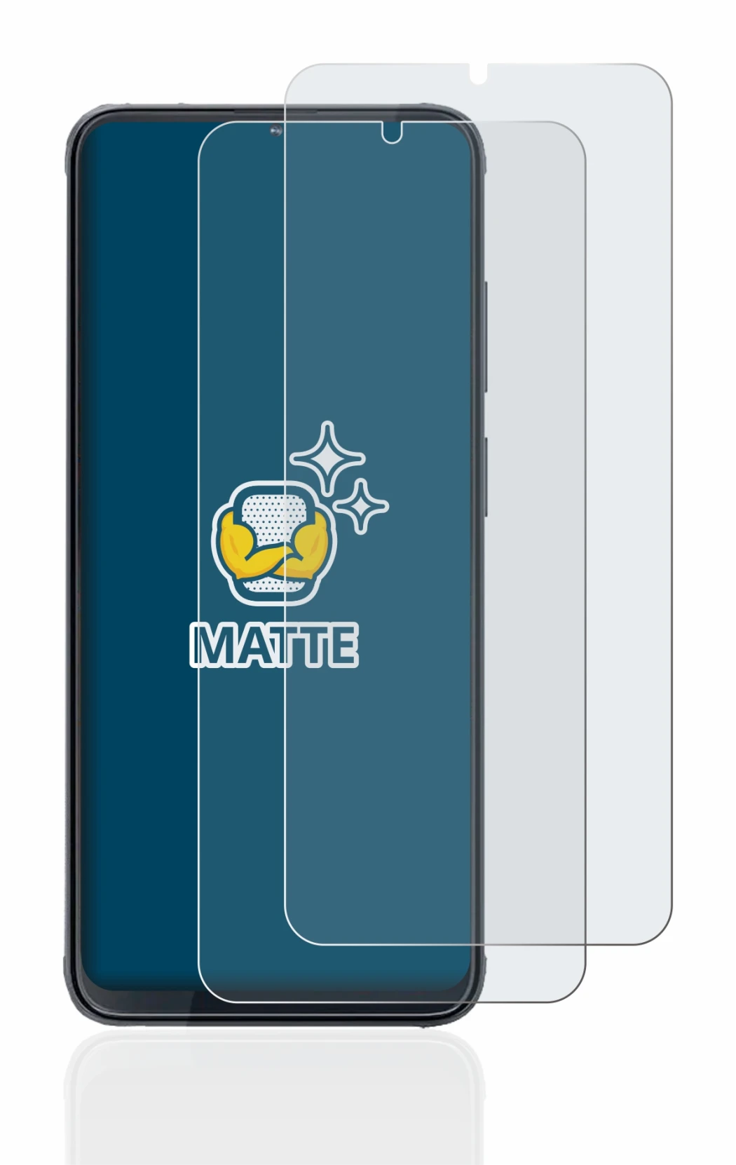 Image of the device Cubot X70 with a wide variety of screen protectors.