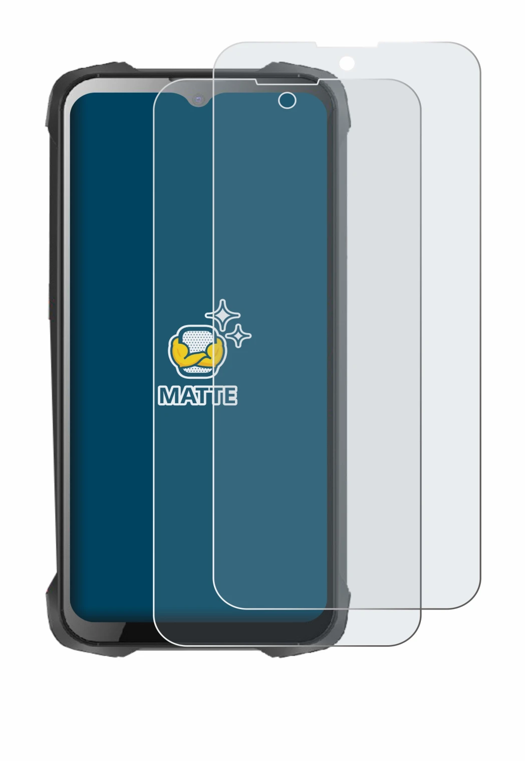 Image of the device Cubot King Kong 9 with a wide variety of screen protectors.