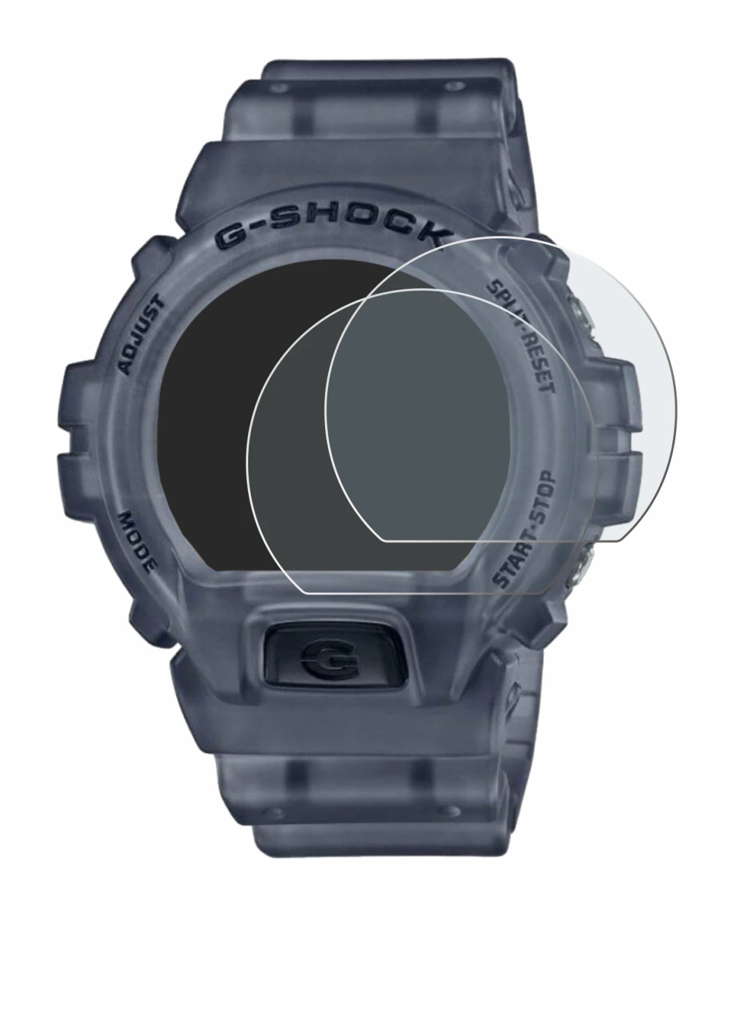 Image of the device Casio G-Shock DW-6900 with a wide variety of screen protectors.