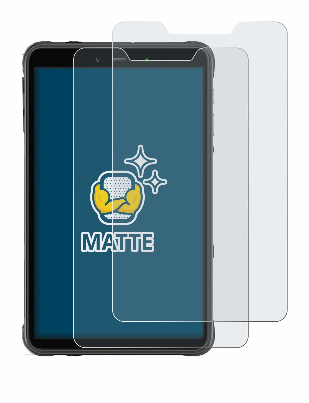 Image of the device Ulefone Armor Pad 8 with a wide variety of screen protectors.