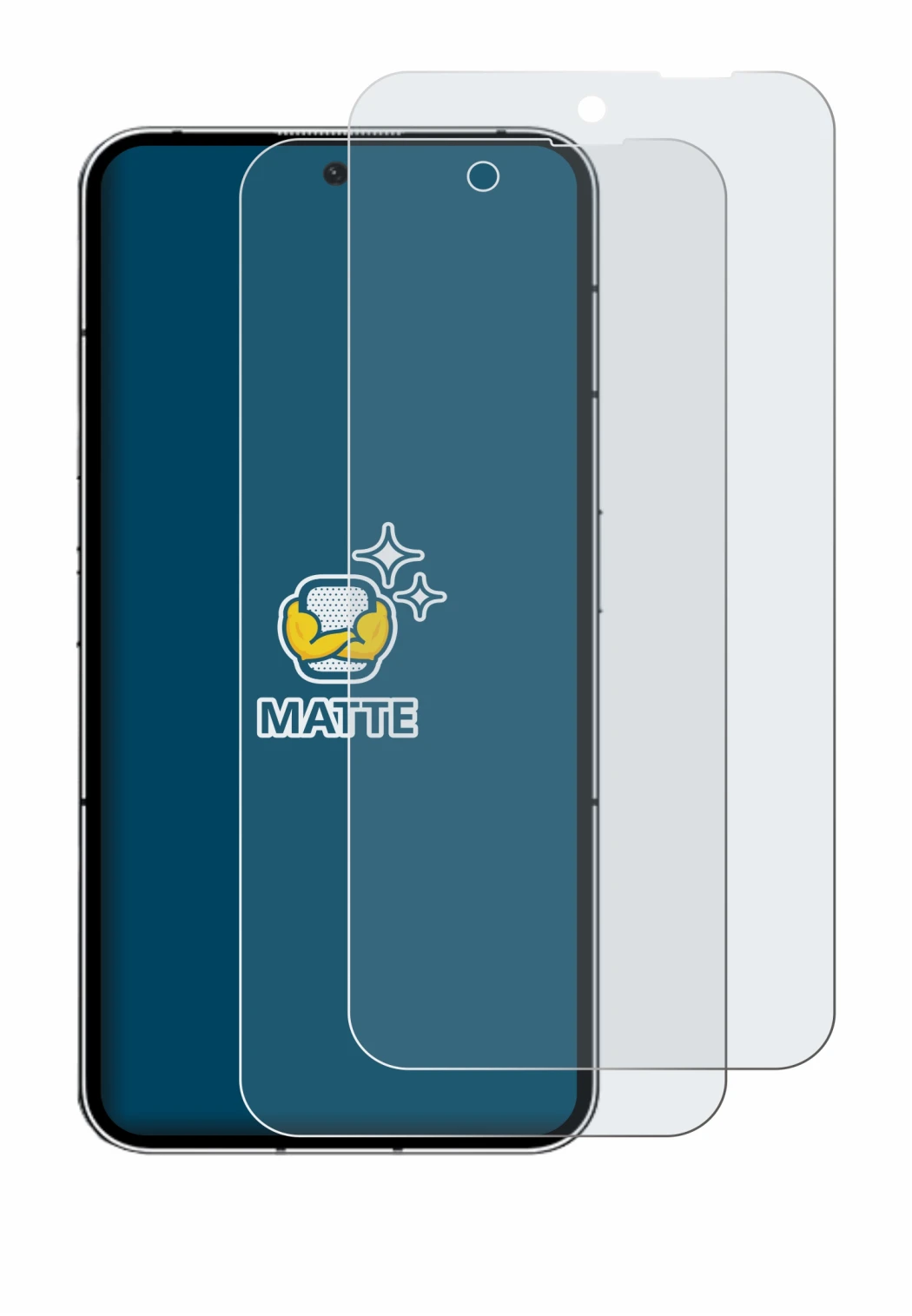 Image of the device Nothing Phone (2) with a wide variety of screen protectors.