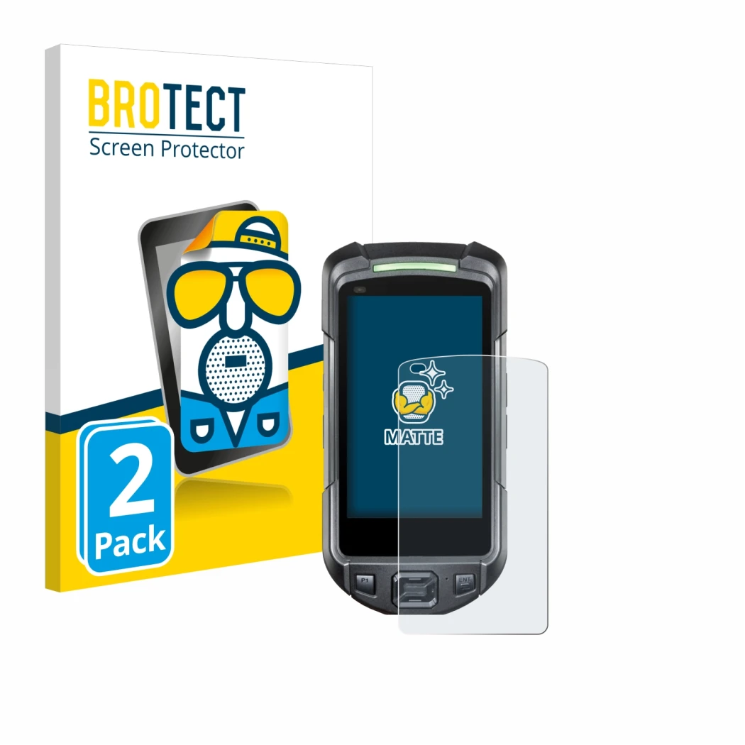 Front side of a product packaging with the brand logo BROTECT. Next to it is the device Keyence BT-A700 shown with the corresp