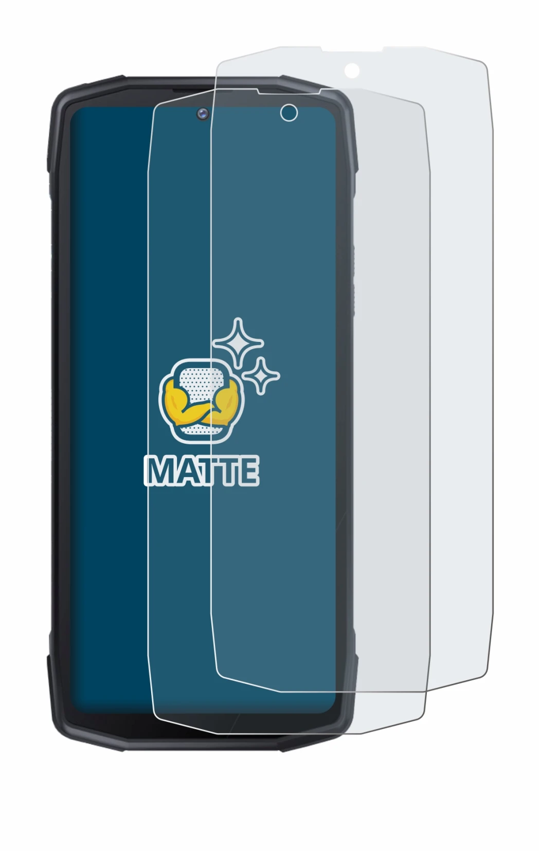 Image of the device Cubot King Kong Star with a wide variety of screen protectors.