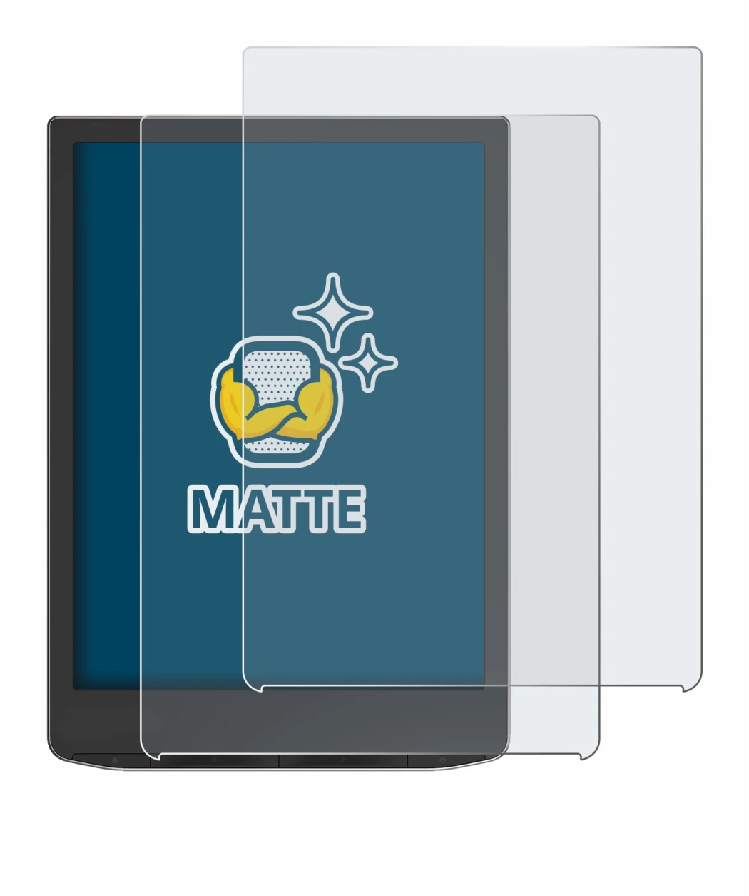 Image of the device PocketBook InkPad 4 with a wide variety of screen protectors.