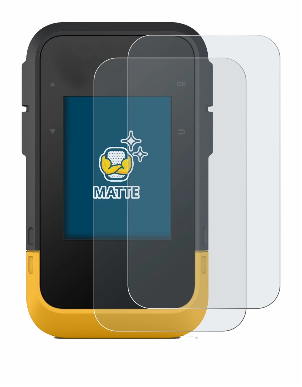 Image of the device Garmin eTrex SE with a wide variety of screen protectors.