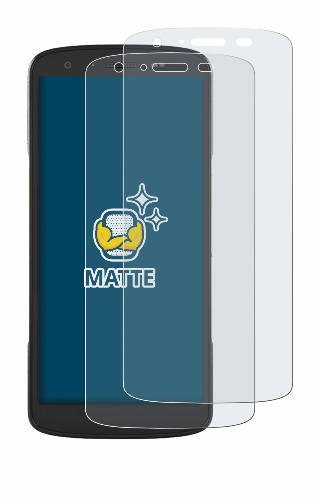 Image of the device Zebra TC22 with a wide variety of screen protectors.