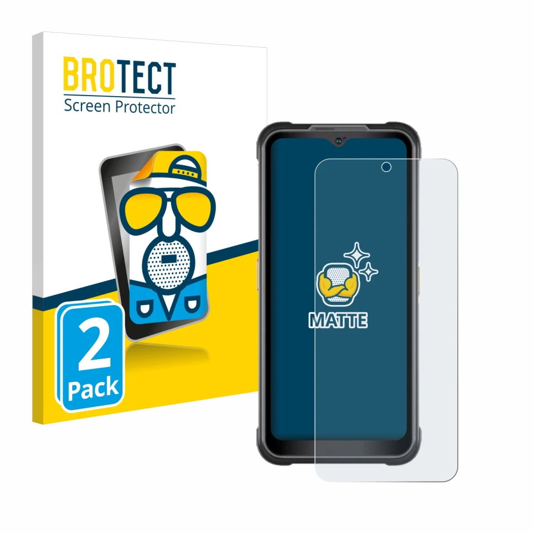 Front side of a product packaging with the brand logo BROTECT. Next to it is the device AGM G2 Guardian shown with the corresp