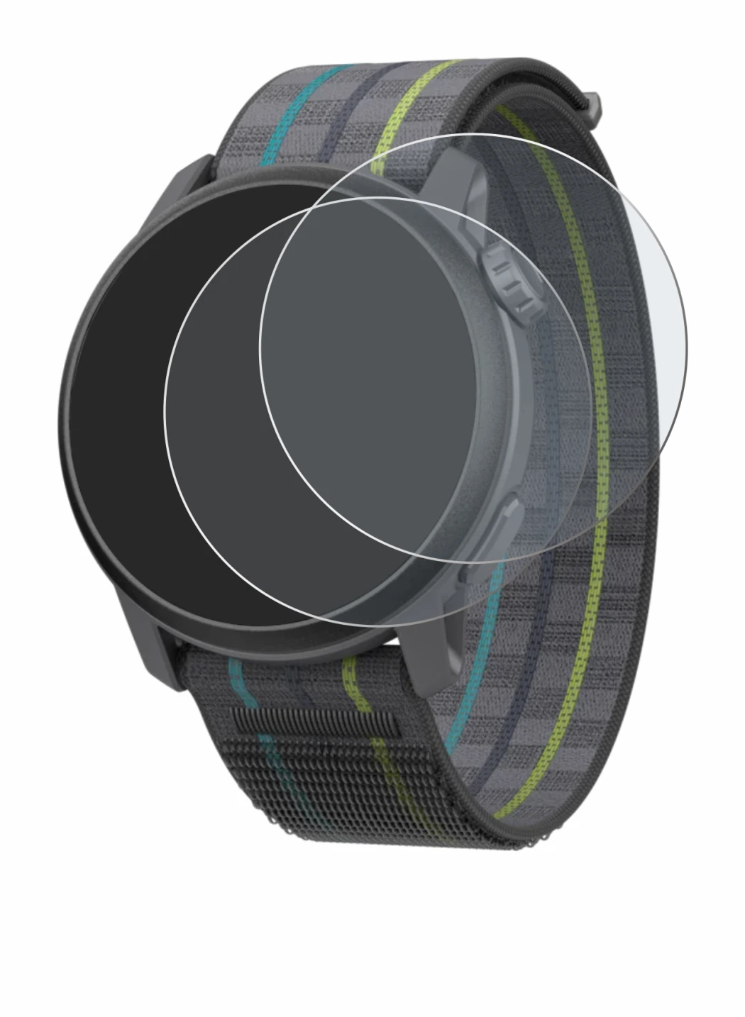 Image of the device Coros Pace 3 with a wide variety of screen protectors.