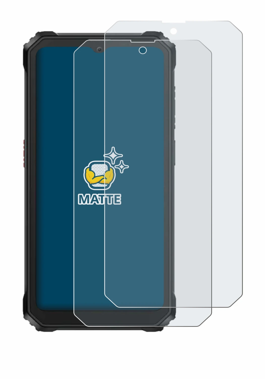 Image of the device Blackview BV6200 with a wide variety of screen protectors.