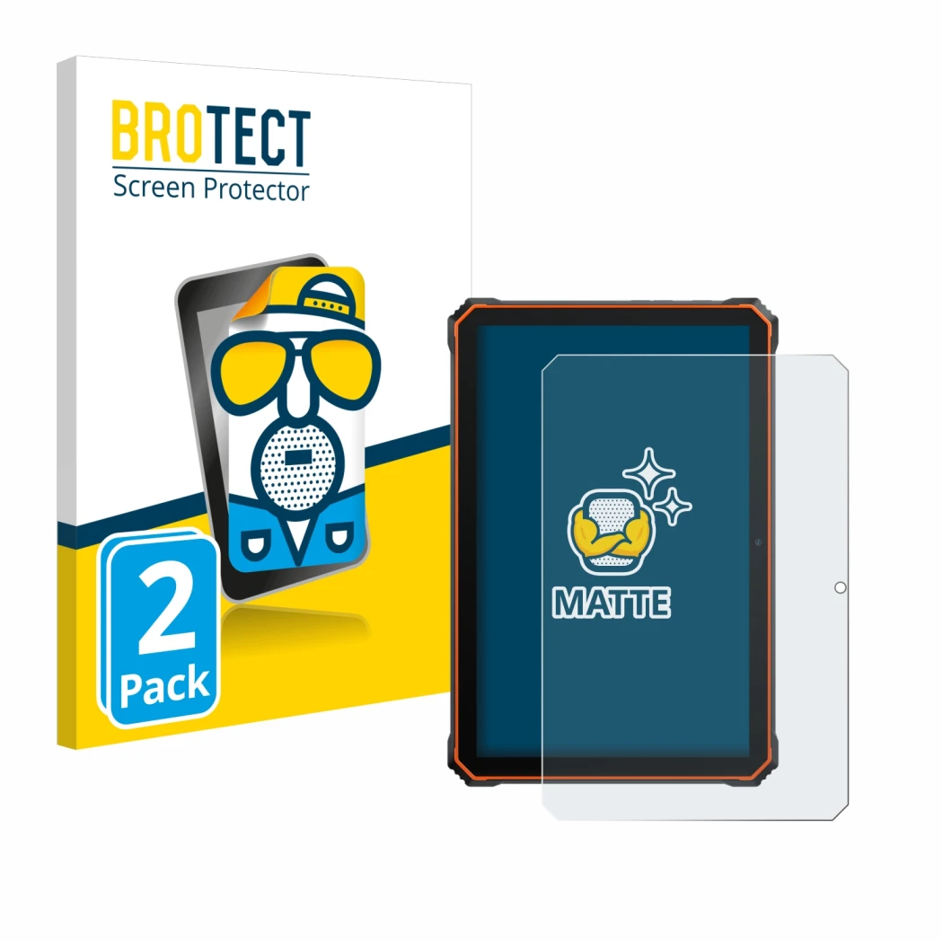 Front side of a product packaging with the brand logo BROTECT. Next to it is the device Blackview Active 6 shown with the corr