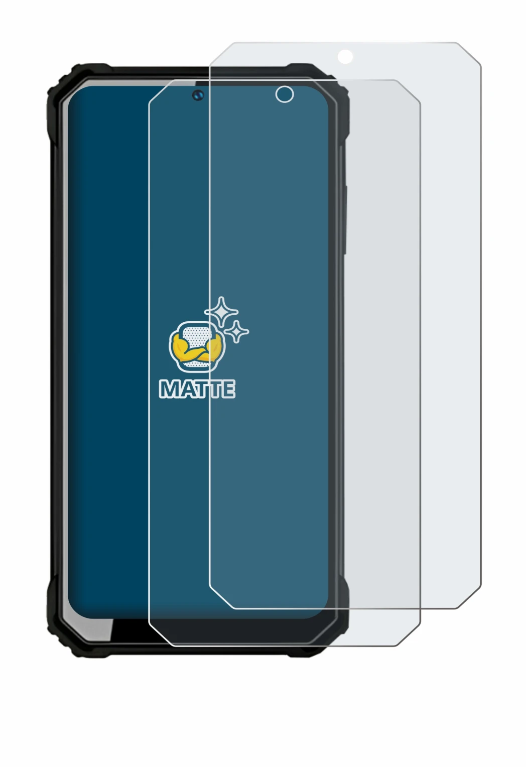 Image of the device Oukitel WP23 with a wide variety of screen protectors.