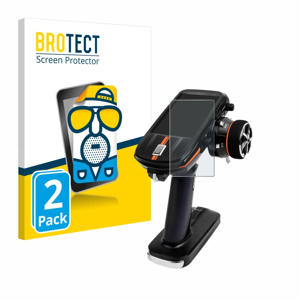 Front side of a product packaging with the brand logo BROTECT. Next to it is the device RadioLink RC8X shown with the correspo