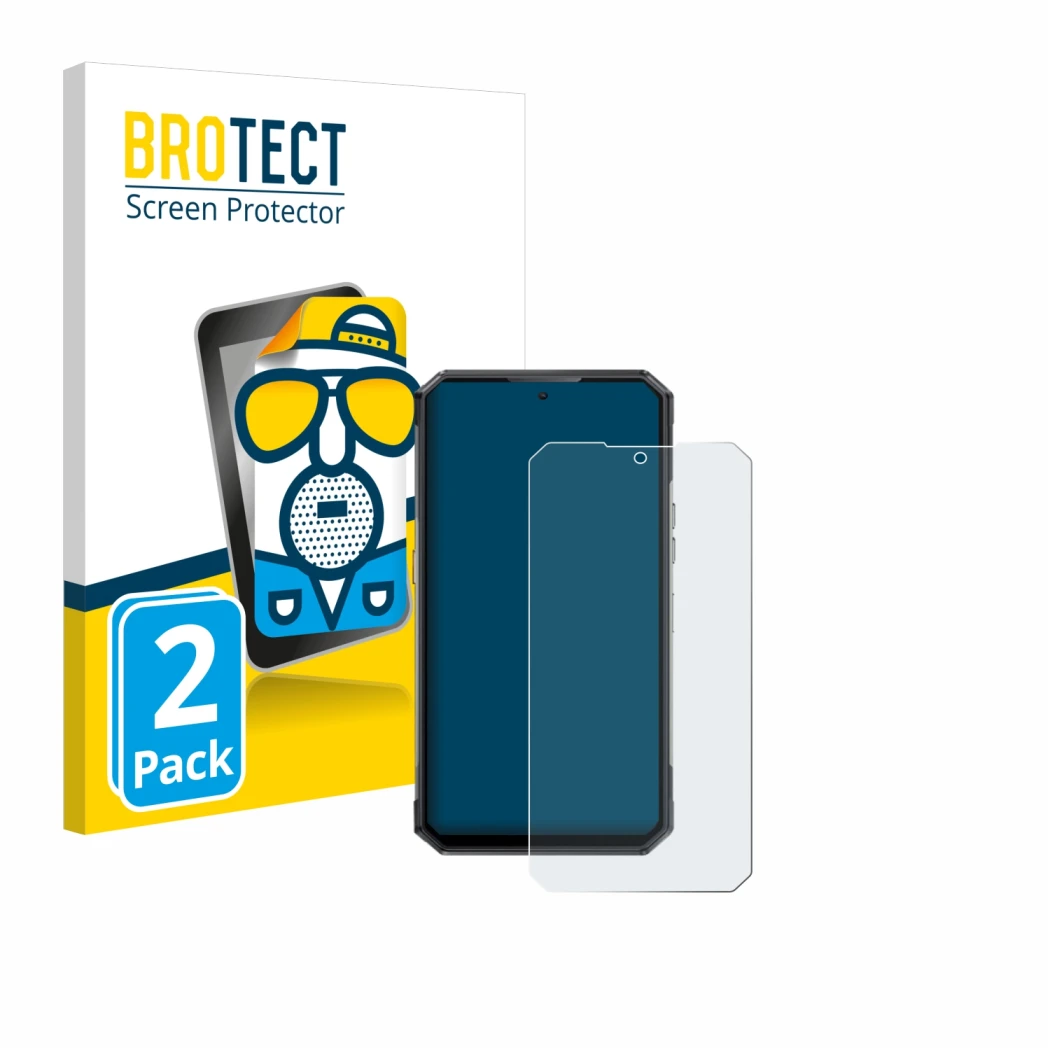 Front side of a product packaging with the brand logo BROTECT. Next to it is the device Oukitel WP30 Pro shown with the corres