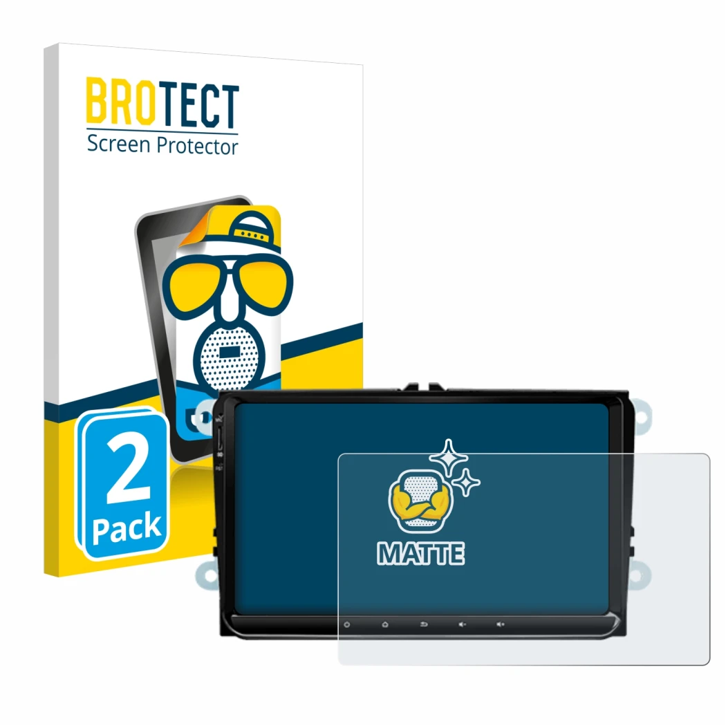 Front side of a product packaging with the brand logo BROTECT. Next to it is the device Eonon 53 SE shown with the correspondi