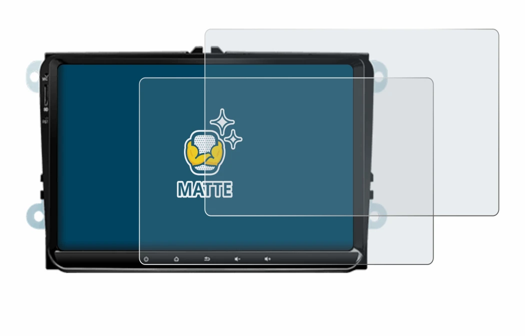 Image of the device Eonon 53 SE with a wide variety of screen protectors.