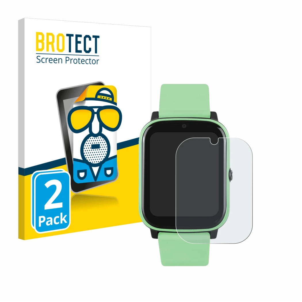 Front side of a product packaging with the brand logo BROTECT. Next to it is the device One2Track Connect NEXT shown with the