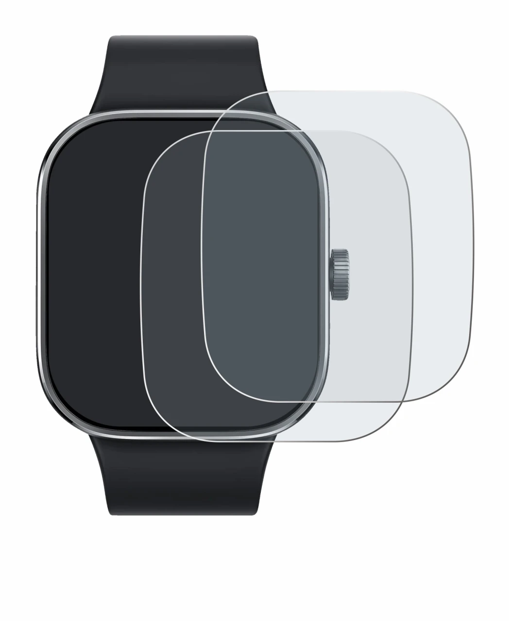 Image of the device Xiaomi Redmi Watch 4 with a wide variety of screen protectors.