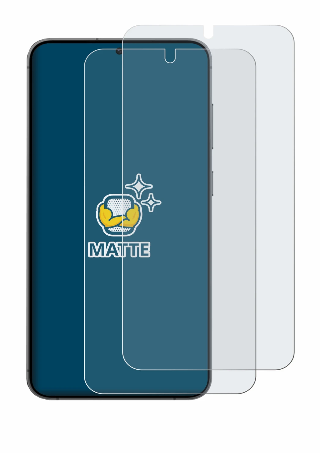 Image of the device Samsung Galaxy S24 Plus with a wide variety of screen protectors.