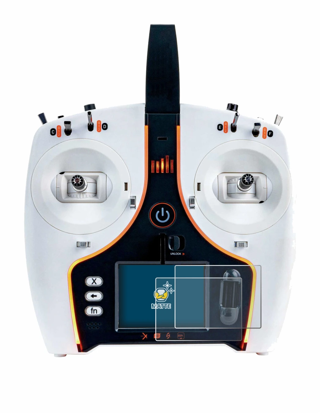 Image of the device Spektrum NX7e with a wide variety of screen protectors.