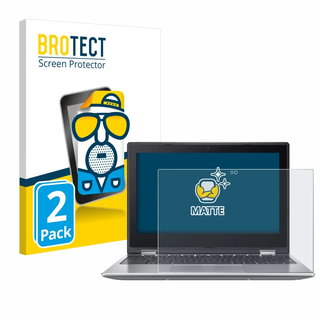 Front side of a product packaging with the brand logo BROTECT. Next to it is the device Acer Chromebook Spin 511 R756TN-TCO sh