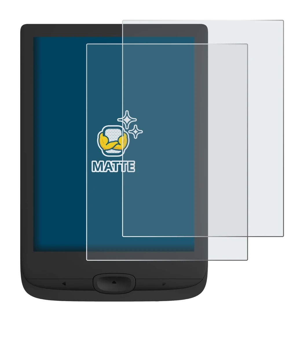 Image of the device PocketBook Basic Lux 4 with a wide variety of screen protectors.