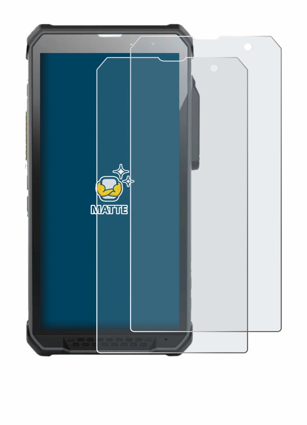 Image of the device RugGear RG880 with a wide variety of screen protectors.