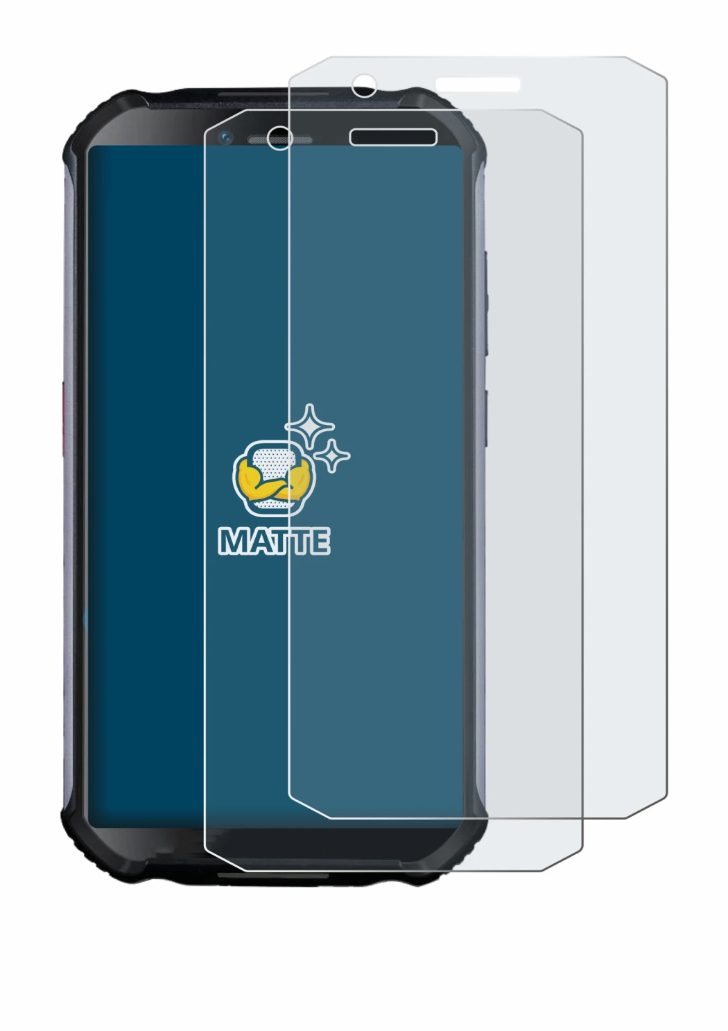Image of the device Doogee S41 Plus with a wide variety of screen protectors.
