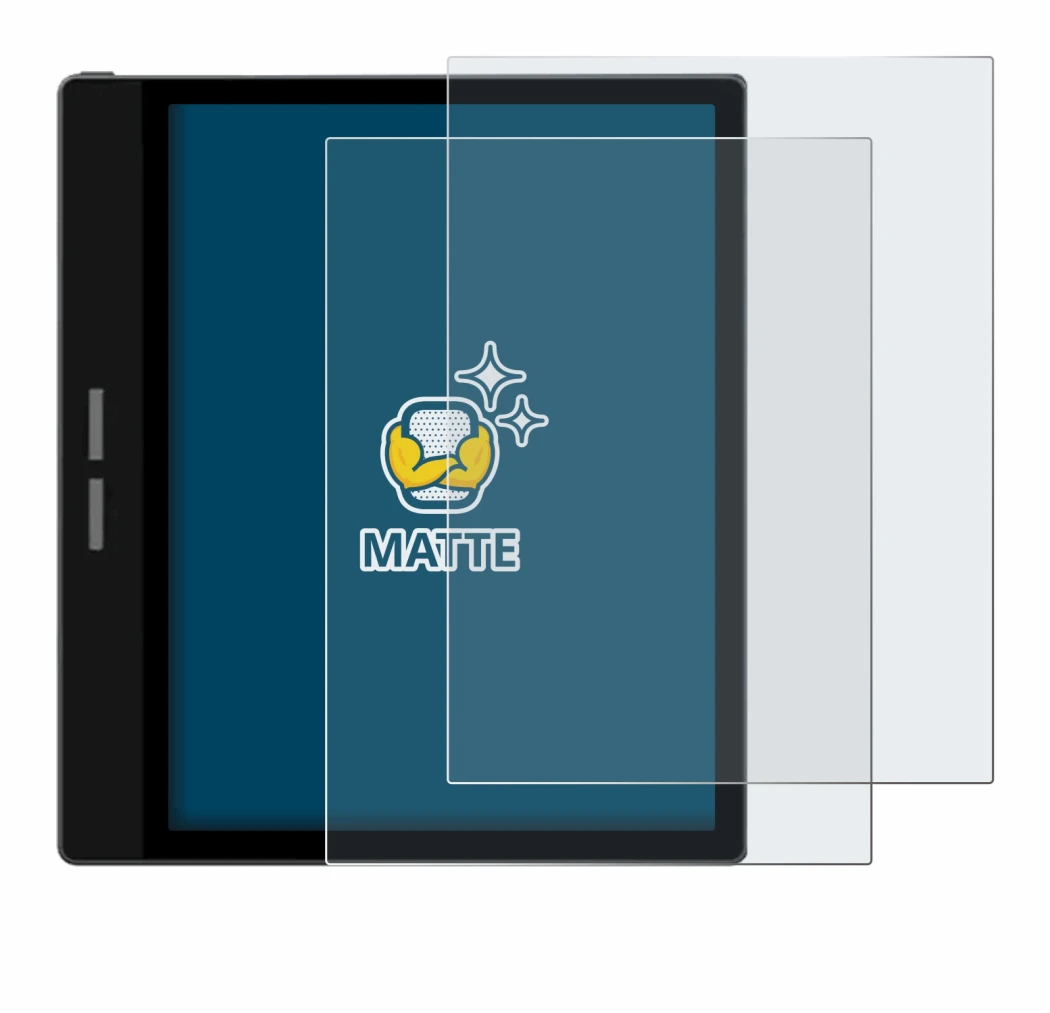 Image of the device Bigme B751C with a wide variety of screen protectors.