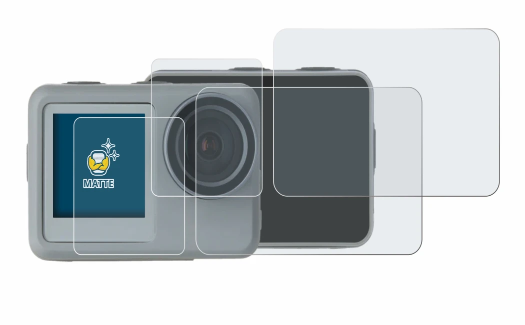 Image of the device Rollei Actioncam 9s Plus with a wide variety of screen protectors.