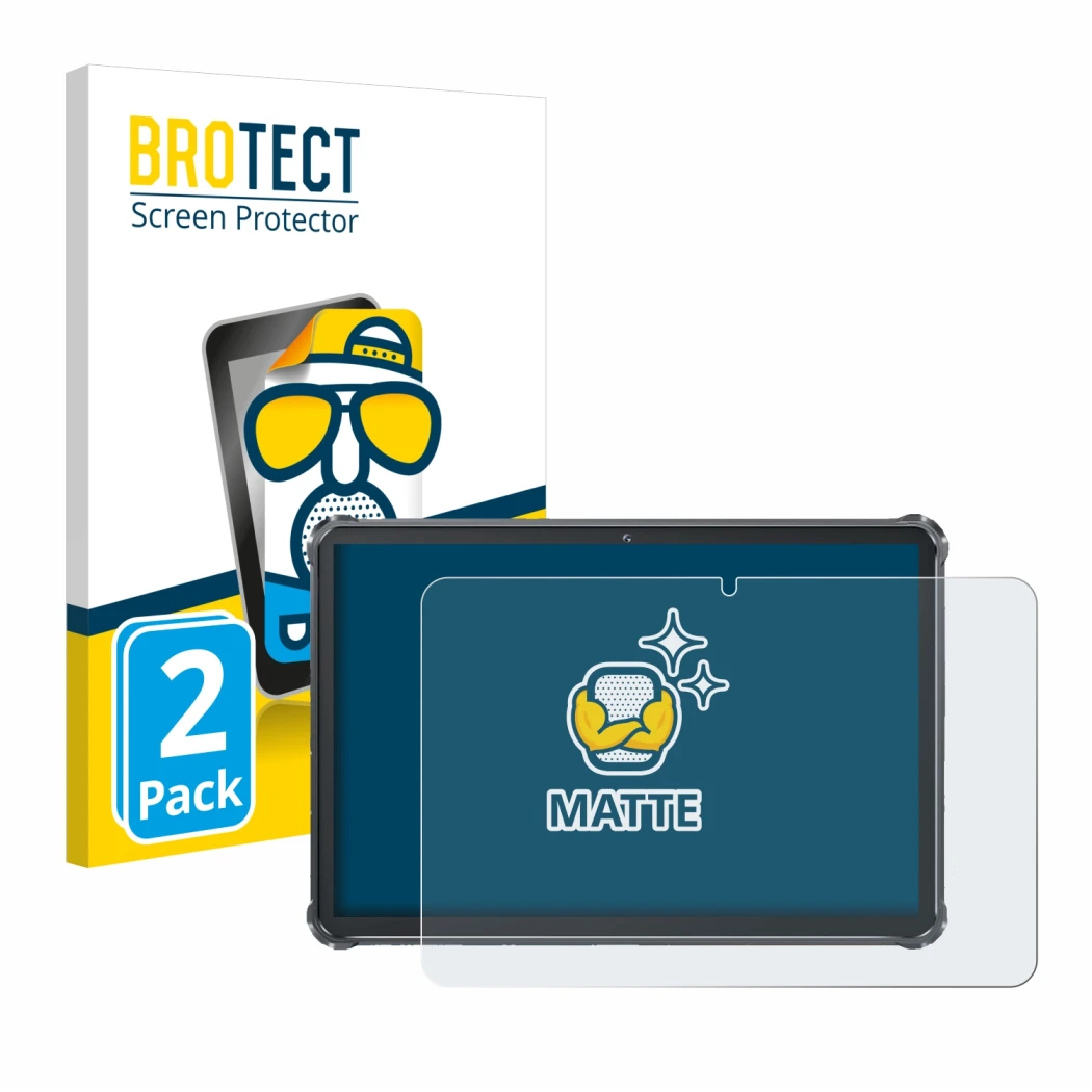 Front side of a product packaging with the brand logo BROTECT. Next to it is the device Oukitel RT8 shown with the correspondi