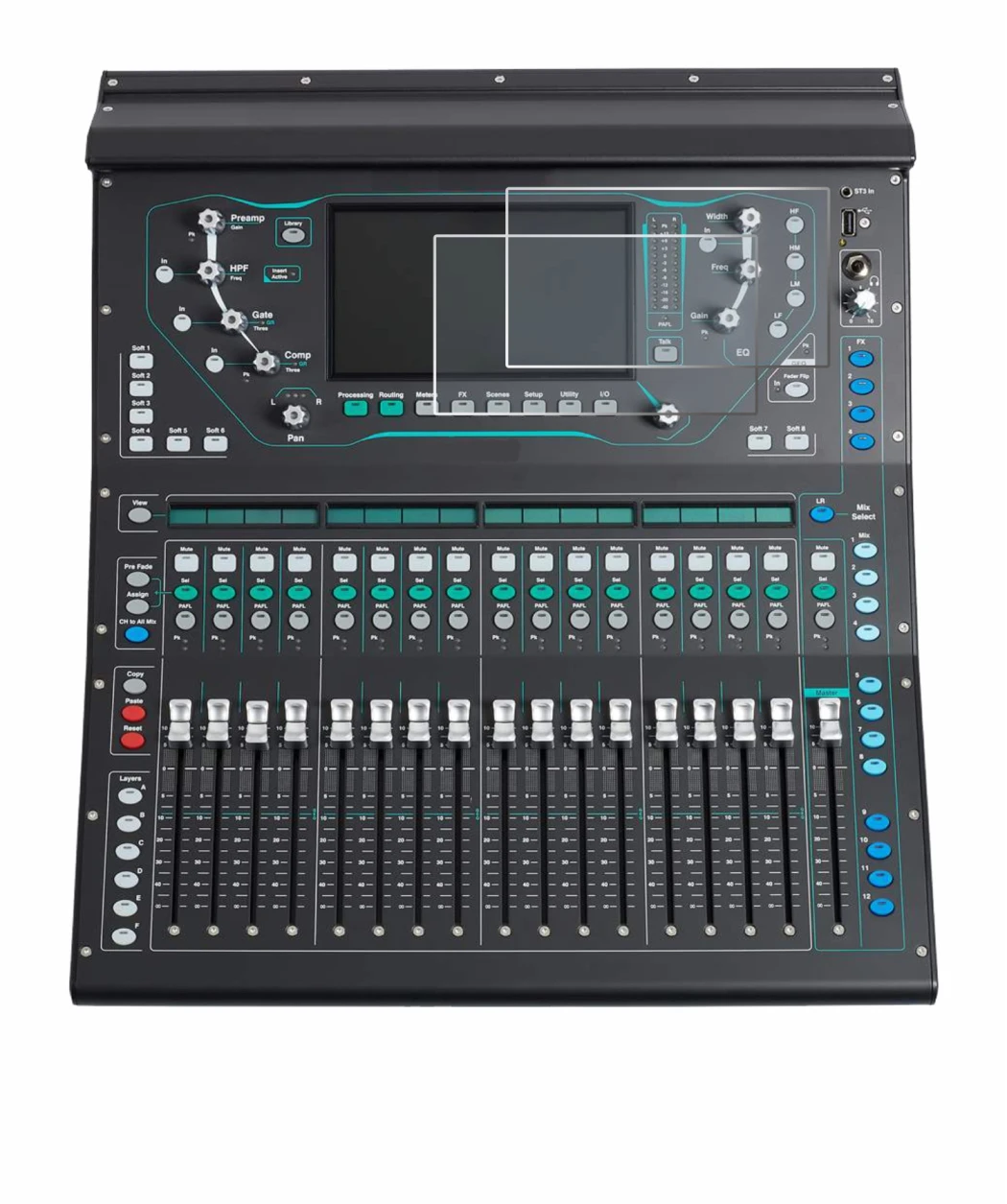 Image of the device Allen&Heat SQ5 with a wide variety of screen protectors.