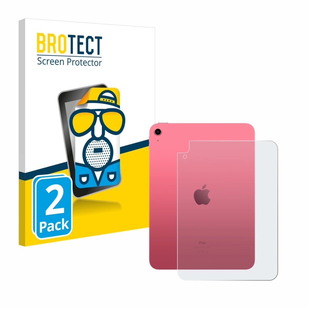 Front side of a product packaging with the brand logo BROTECT. Next to it is the device Apple iPad 10.9