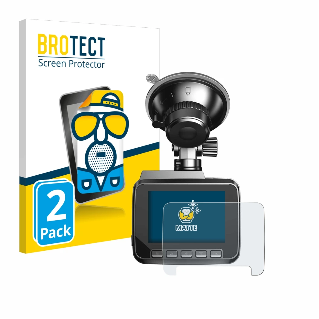 Front side of a product packaging with the brand logo BROTECT. Next to it is the device Azdome IT-G63D shown with the correspo
