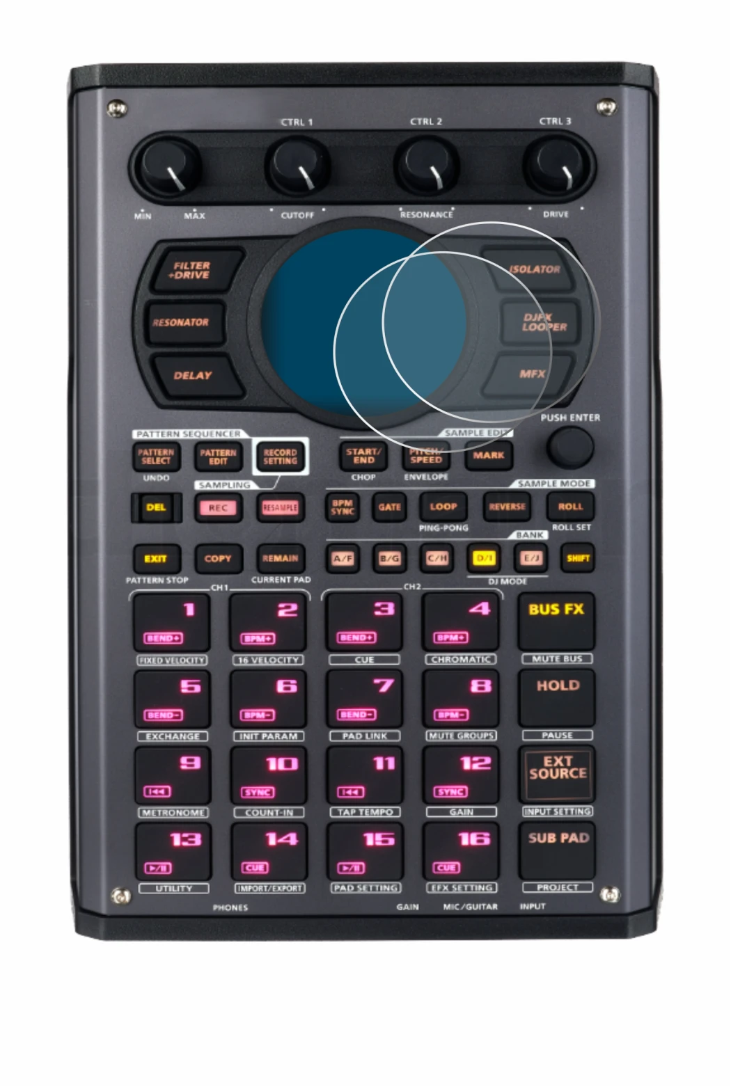 Image of the device Roland SP-404MKII with a wide variety of screen protectors.