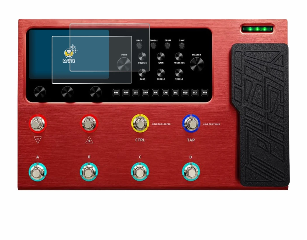 Image of the device Valeton GP-200R with a wide variety of screen protectors.