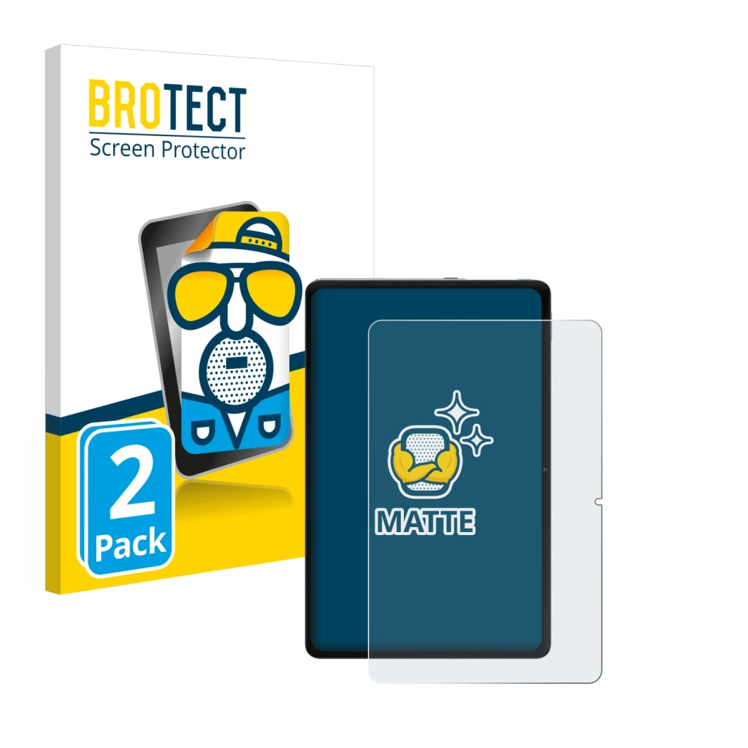 Front side of a product packaging with the brand logo BROTECT. Next to it is the device Xiaomi Redmi Pad Pro shown with the co