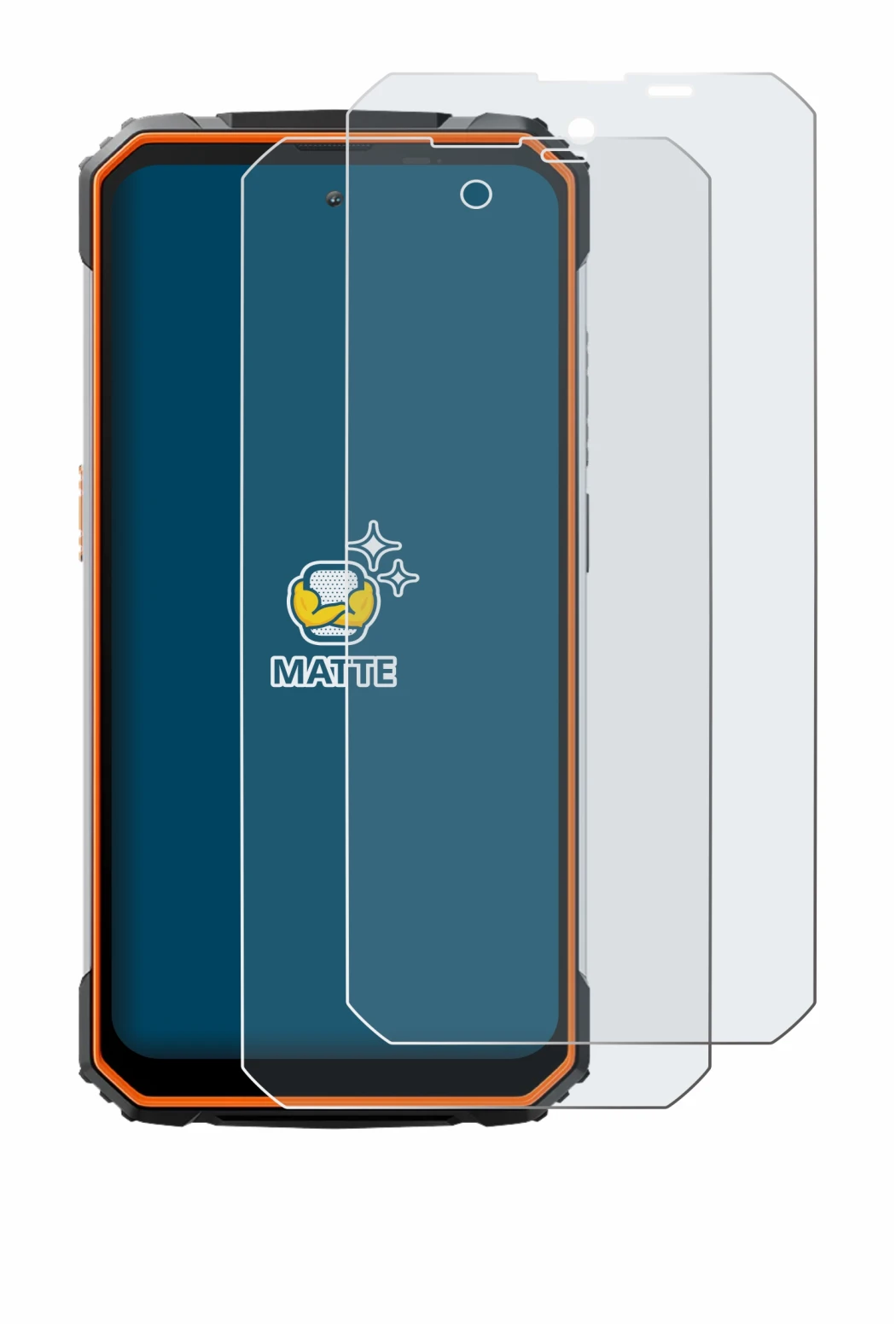 Image of the device Blackview BV8100 with a wide variety of screen protectors.