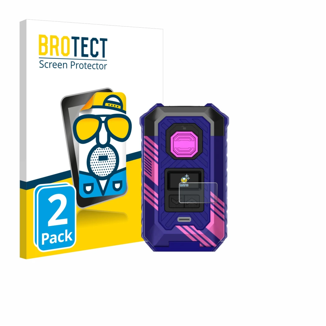 Front side of a product packaging with the brand logo BROTECT. Next to it is the device Vaporesso Armour Max shown with the co