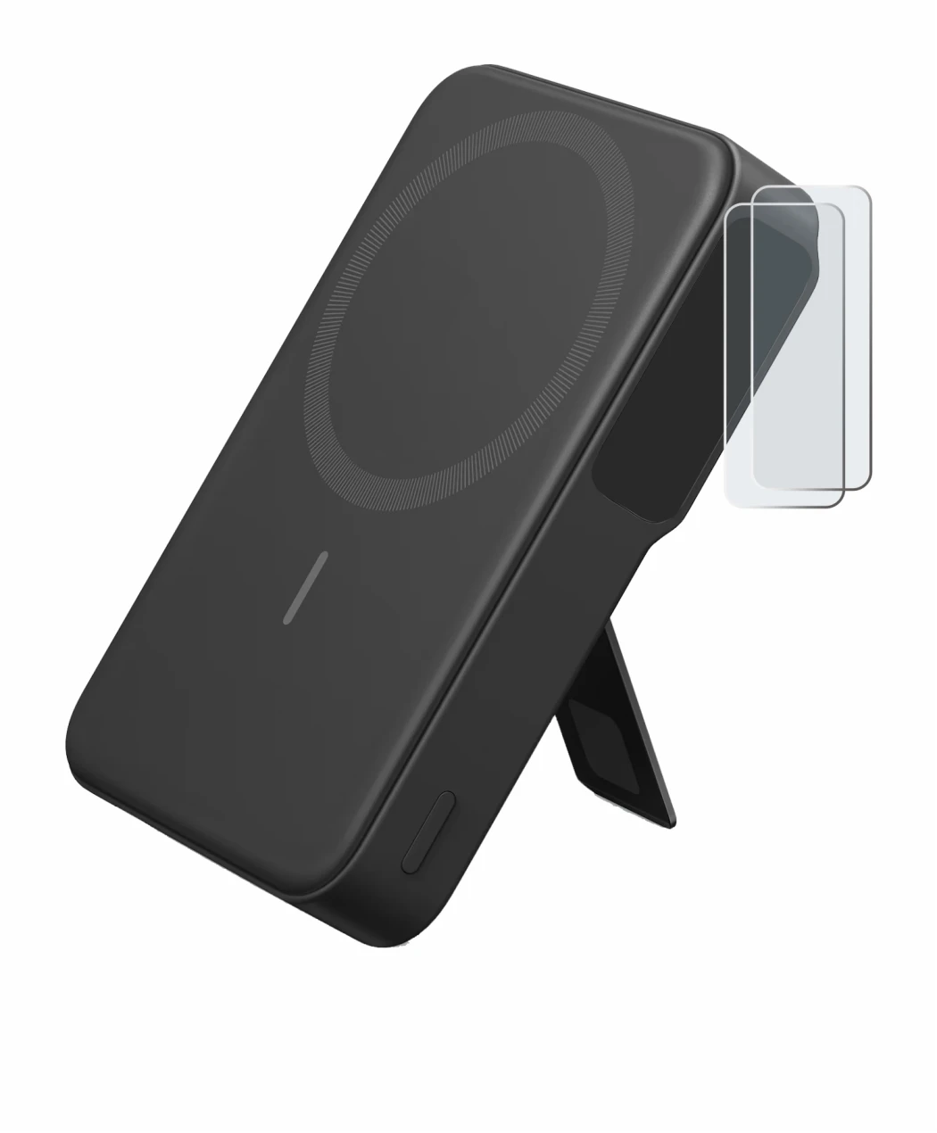 Image of the device Anker MagGo with a wide variety of screen protectors.